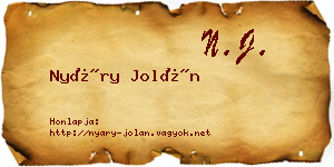 Nyáry Jolán névjegykártya